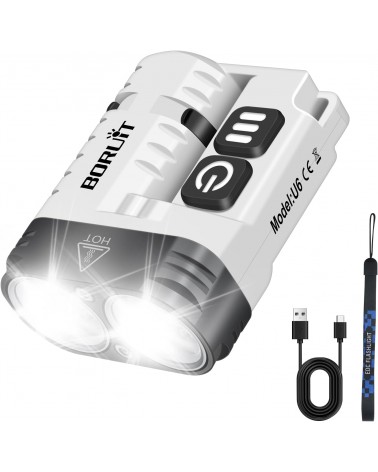 Boruit U6 Mini torche de poche magnétique - étanche - Multi-fonction (1600 lumens )