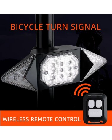 Luce posteriore per bicicletta con lampeggiatore ricaricabile USB + telecomando wireless